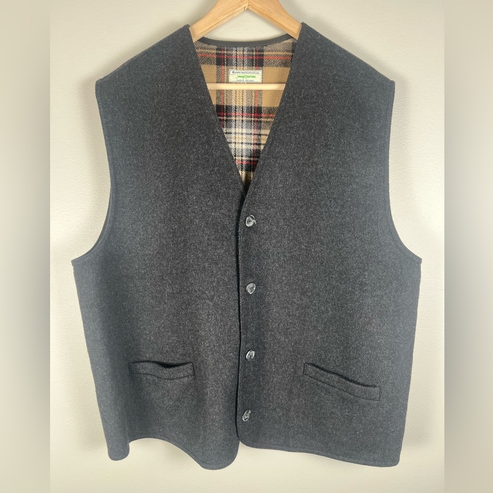 JIMMY HOURIHAN MEN'S Vest Gray Pure New Wool Size XL Ireland Made in Slovakia